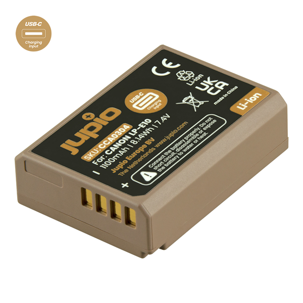 Pin máy ảnh sạc trực tiếp cổng USB-C Canon LP-E10 *ULTRA C* (SKU: CCA0304) 1100mAh 8,14Wh dùng cho Canon camera EOS 1100D, 1200D, 1300D, 1500D