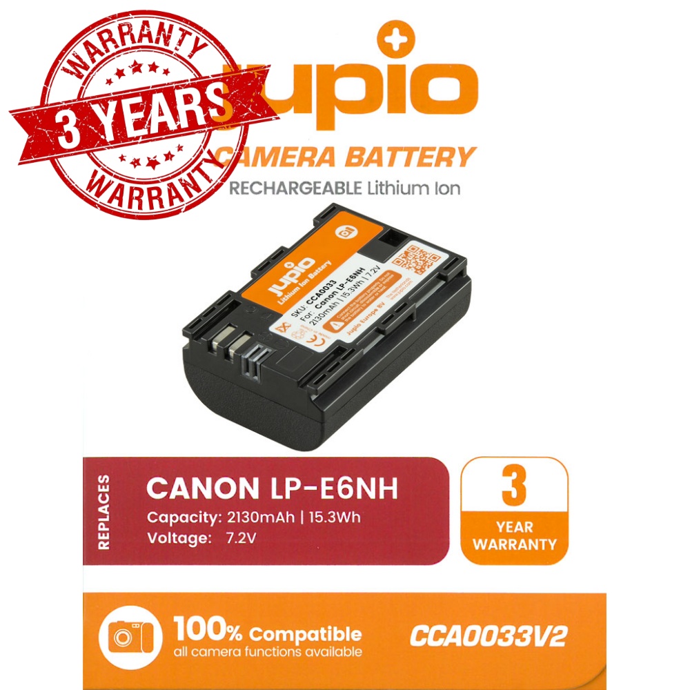 Pin máy ảnh Canon LP-E6NH 2130mAh 15.3Wh   dùng cho Canon 60D, 70D, 80D, 6D, 7D, 7D Mark II ,5D Mark II, 5D Mark III, 5D IV, 5Ds, 5Dsr